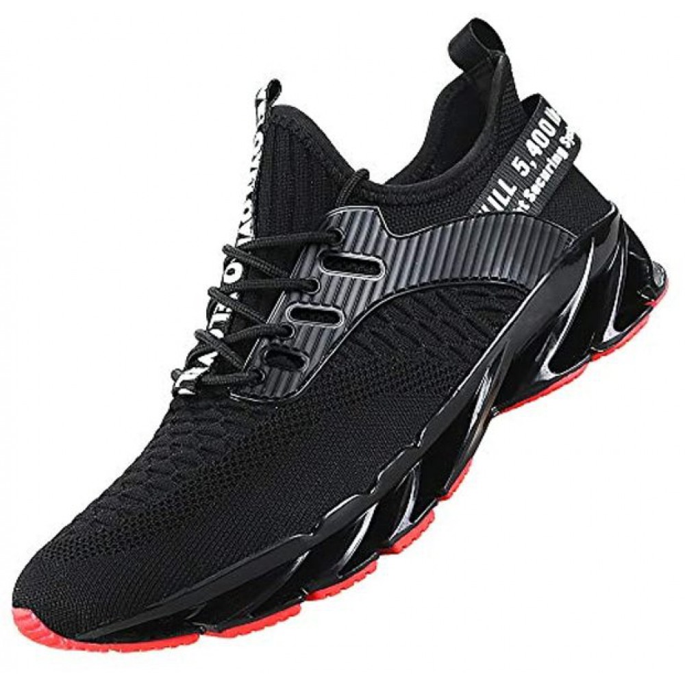 Mens Athletic Running Shoes Mesh Lightweight Breathable Stylish Athletic Gym Shoes Casual Sport Shoes Black