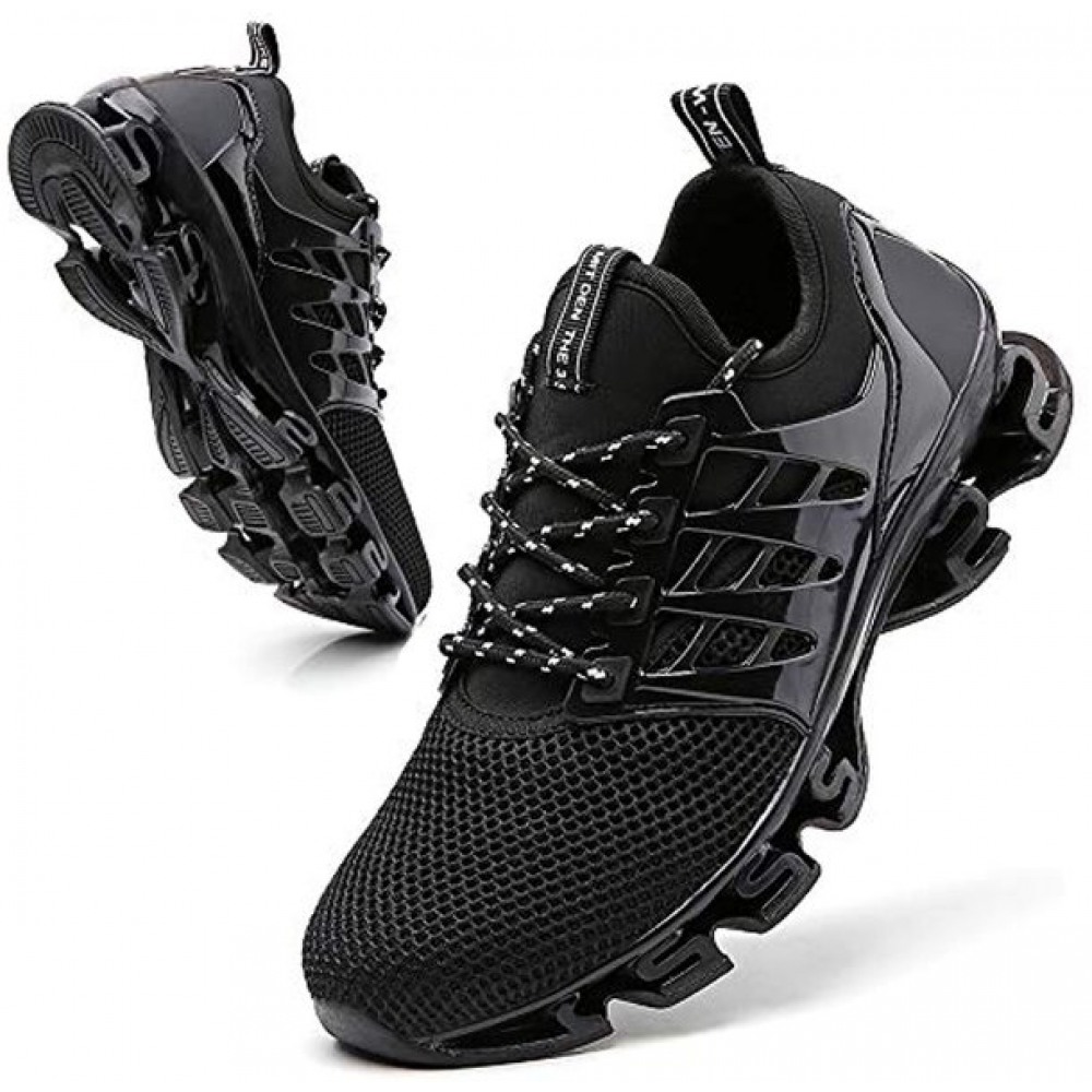 Men's Sport Running Shoes Mesh Breathable Trail Runners Fashion Sneakers Black